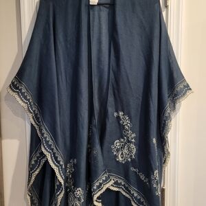 Shyanne Blue Kimono with White Embroidery